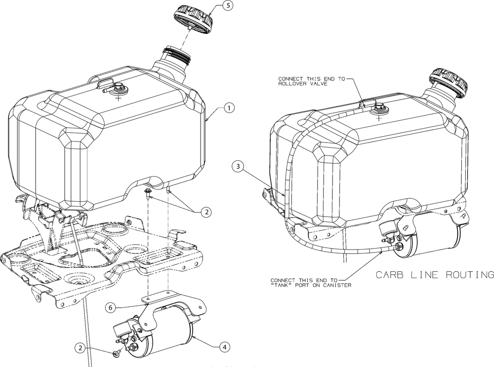 Fuel Tank Diagram and Parts List for XT2-LX42KH (13APA1CS210-Carb)(2016) Cub Cadet Lawn Tractor